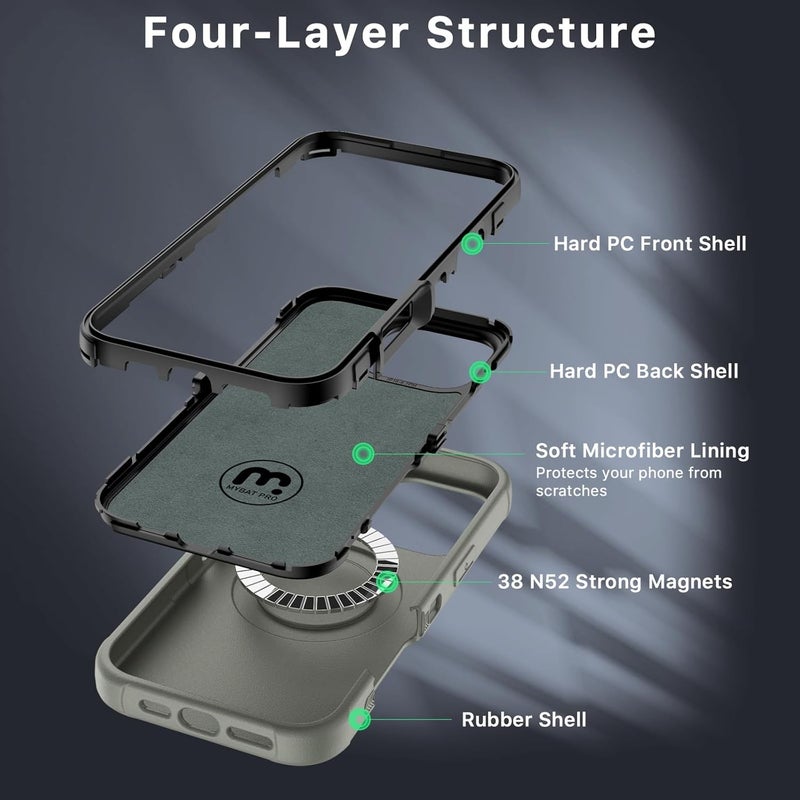 M MYBAT PRO Maverick Series for iPhone 16 Pro 6.3 Case with Belt Clip Holster,[Compatible with Magsafe] w/Screen Protector,Anti-Drop,Shockproof,with 360°Rotating Kickstand,Heavy Duty Protection - Image 4